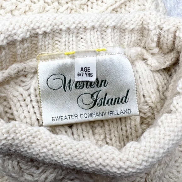 Vtg Western Island Sweater Company Ireland Ivory Wool Sweater Child Age 6/7 Yrs - Picture 6 of 16